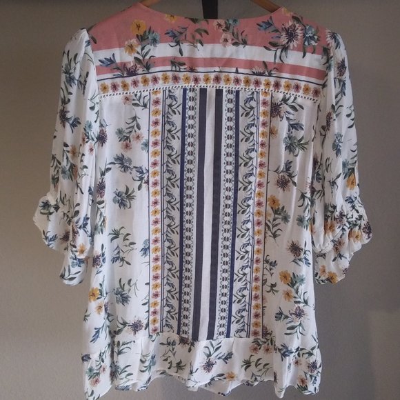 Lucky Brand Floral & Border Peasant Blouse - Picture 6 of 8